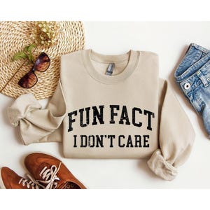 Fun Fact I Don't Care Sarcasm Hoodie, Sarcastic Sweater, Sassy Funny Shirt , Funny Graphic T-shirt, Sarcastic Funny Fun Fact Tee