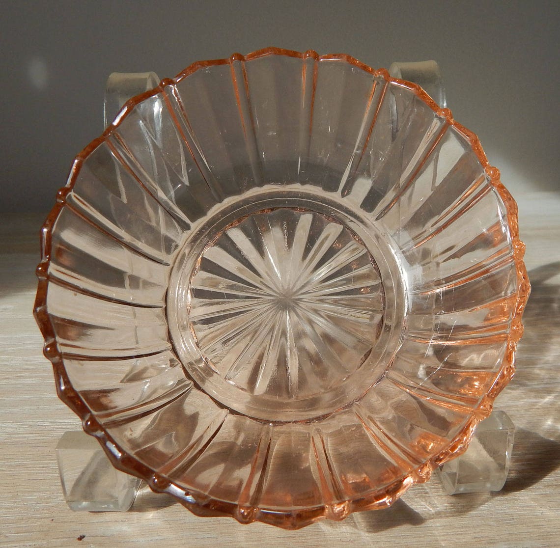 Pink Depression Glass Berry Bowl In The Fortune Pattern Etsy