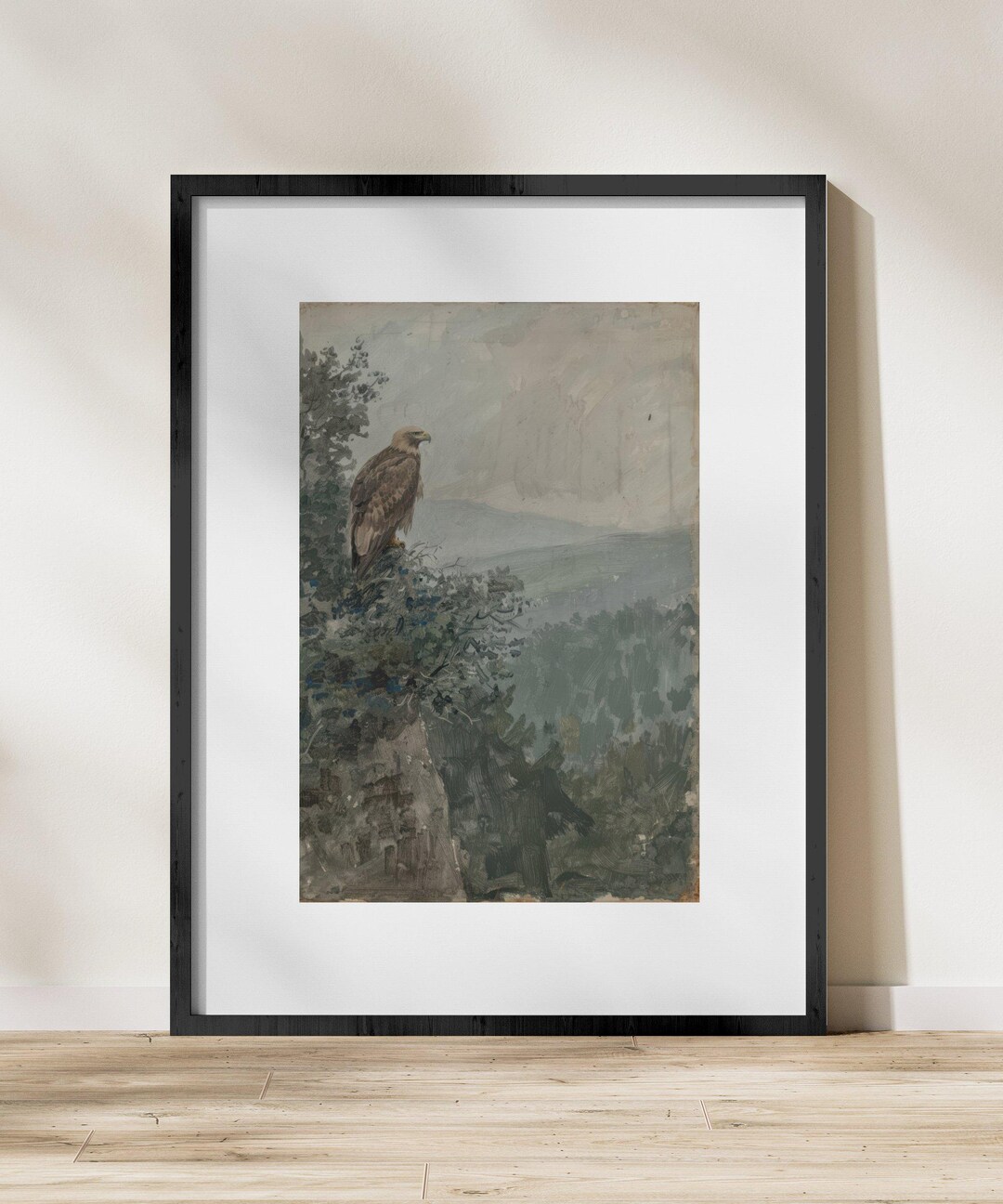 Vintage Eagle Wall Art Printable, Mountain Landscape Digital Download