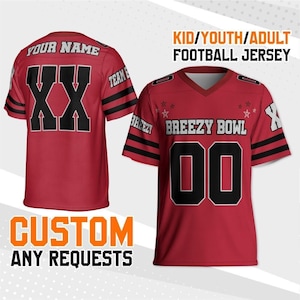 Camiseta de fútbol personalizada del Breezy Bowl Tour en rojo, camiseta de fútbol, camiseta del Breezy Bowl XX, camiseta del Breezy Bowl, regalo para fanáticos