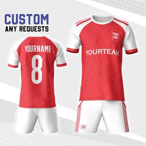 Personalized Red Gunner Soccer Jersey, Custom Name & Number, Gift for Soccer Fan, Home Kit 2025 Uniform, Gift for Him, Birthday Shirt