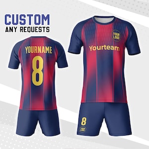 Personalized Navy Barce Soccer Jersey, Custom Name & Number, Gift for Soccer Fan, Home Kit 2025 Uniform, Gift for Him, Birthday Shirt
