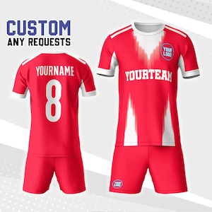 Personalized Red FCB Soccer Jersey, Custom Name & Number, Gift for Soccer Fan, Home Kit 2025 Uniform, Gift for Him, Birthday Shirt