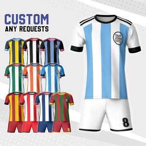 Personalized National Color Bold Stripe Soccer Jersey ,Custom Team Shirt with Name & Number,Game Day Jersey,Gift for him, Birthday Gift