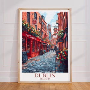 Póster de viaje a Dublín – Arte mural de Temple Bar | Impresión de Dublín | Póster de viaje vintage de Dublín | Regalo de Dublín | Impresión artística de Irlanda