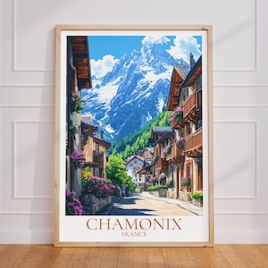 Poster di viaggio di Chamonix – Arte murale delle Alpi | Stampa Chamonix | Manifesto turistico d'epoca di Chamonix | Regalo Francia | Stampa artistica del Monte Bianco
