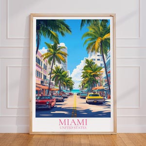 Poster di viaggio di Miami – Arte murale della Florida | Stampa Miami | Manifesto turistico vintage di Miami | Regalo Miami | Stampa artistica di Miami | Manifesto della palma