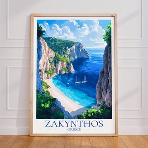 Poster di viaggio di Zante – Arte murale in Grecia | Stampa Zante | Manifesto vintage di Zante | Regalo di Zante | Stampa artistica di Zante