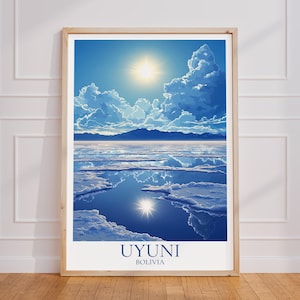 Salar de Uyuni Travel Poster – Bolivia Wall Art | Salar Print | Uyuni Vintage Travel Poster | Salar de Uyuni Gift | Uyuni Art Print