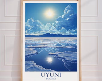 Salar de Uyuni Travel Poster – Bolivia Wall Art | Salar Print | Uyuni Vintage Travel Poster | Salar de Uyuni Gift | Uyuni Art Print