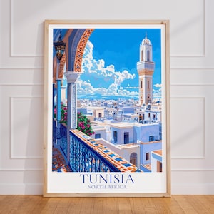 Poster di viaggio Tunisia - Poster da parete Tunisia, Poster vintage Tunisia, Poster di viaggio Tunisia in regalo, Stampa di viaggio Tunisia