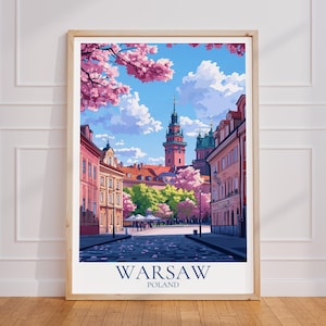 Póster de viaje de Varsovia – Arte mural de Polonia | Impresión de Varsovia | Póster de viaje vintage de Varsovia | Regalo de Varsovia | Impresión artística del casco antiguo