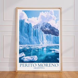 Poster di viaggio Patagonia – Arte murale Argentina | Stampa Argentina | Manifesto d'epoca della Patagonia | Regalo Patagonia | Stampa artistica del ghiacciaio
