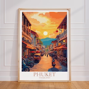 Phuket Travel Poster – Thailand Wall Art, Thailand Vintage Poster, Phuket Travel Poster Gift, Thailand Print Travel Print