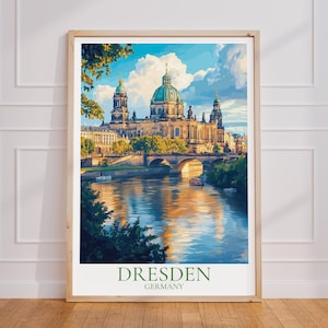 Póster de viaje de Dresde – Arte mural del casco antiguo | Impresión de Dresde | Póster de viaje vintage de Dresde | Regalo de Alemania | Impresión artística de una ciudad barroca