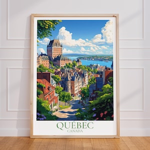 Poster di viaggio del Quebec – Arte murale canadese | Stampa Quebec | Manifesto turistico d'epoca del Quebec | Regalo Canada | Stampa artistica di Château Frontenac
