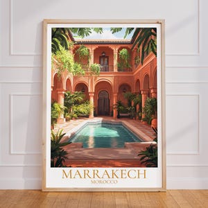 Poster di viaggio di Marrakech - Arte murale del Marocco, poster vintage di Marrakech, poster di viaggio di Marrakech in regalo, stampa di viaggio del Marocco