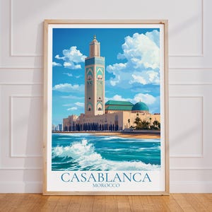 Poster di viaggio di Casablanca - Casablanca Wall Art, Poster vintage del Marocco, Poster di viaggio di Casablanca in regalo, Stampa di viaggio del Marocco