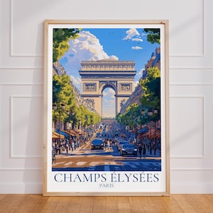 Poster di viaggio a Parigi – Decorazione da parete sugli Champs-Élysées | Stampa di Parigi | Manifesto turistico vintage di Parigi | Regalo Francia | Stampa artistica di Parigi