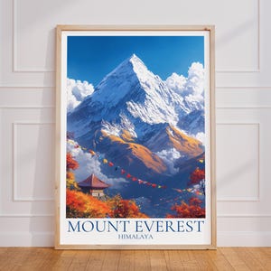 Mount Everest Reiseposter – Himalaya Wall Art, Himalaya Vintage Poster, Nepal Travel Poster Geschenk, Himalaya Print Reisedruck