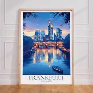 Poster turistico di Francoforte – arte murale dello skyline | Stampa di Francoforte | Manifesto turistico d'epoca di Francoforte | Regalo Germania | Stampa artistica di Francoforte
