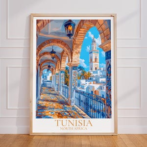 Poster di viaggio Tunisia - Poster da parete Tunisia, Poster vintage Tunisia, Poster di viaggio Tunisia in regalo, Stampa di viaggio Tunisia