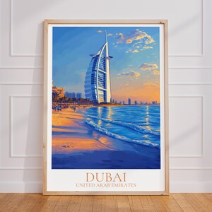 Poster di viaggio del Burj Al Arab - Arte murale di Dubai, poster vintage degli Emirati Arabi Uniti, poster di viaggio del Burj Al Arab in regalo, stampa di viaggio di Dubai