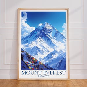 Poster di viaggio del Monte Everest - Arte murale dell'Himalaya, poster vintage dell'Himalaya, poster di viaggio in Nepal, stampa di viaggio dell'Himalaya