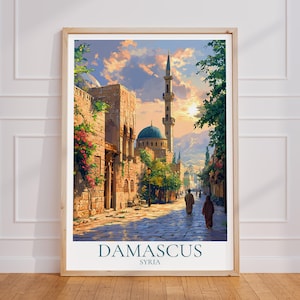 Poster di viaggio di Damasco - Arte murale sulla Siria, poster vintage di Damasco, poster di viaggio di Damasco in regalo, stampa di viaggio sulla Siria