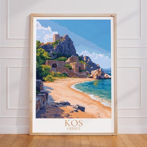 Poster di viaggio di Kos – Arte murale in Grecia | Stampa Kos | Poster di viaggio vintage di Kos | Regalo di Kos | Stampa artistica di Kos