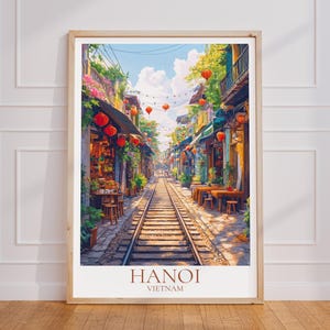 Póster de viaje a Hanói: arte mural de Vietnam, póster vintage del casco antiguo, póster de viaje a Hanói para regalar, impresión de viaje a Vietnam