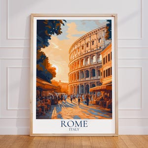 Poster di viaggio di Roma – Arte murale italiana | Stampa Colosseo | Manifesto turistico d'epoca di Roma | Regalo di Roma | Stampa artistica di Roma