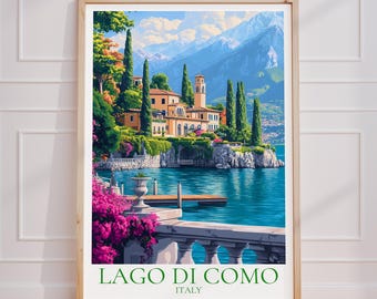 Lago di Como Travel Poster – Italy Wall Art | Como Print | Lago di Como Vintage Travel Poster | Italy Gift | Lago di Como Art Print
