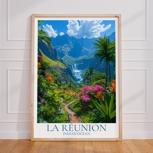 La Réunion Reiseposter – Reunion Wall Art, Insel Vintage Poster, La Réunion Travel Poster Geschenk, Ozean Print Reisedruck