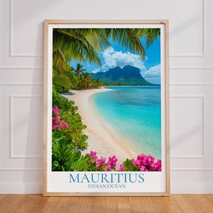 Mauritius Reiseposter – Mauritius Wall Art, Insel Vintage Poster, Mauritius Travel Poster Geschenk, Ozean Print Reisedruck