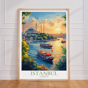 Istanbul Reiseposter – Türkei Wall Art, Istanbul Vintage Poster, Istanbul Travel Poster Geschenk, Istanbul Print Reisedruck