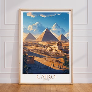 Kairo Reiseposter – Ägypten Wall Art, Gizeh Pyramiden Vintage Poster, Kairo Travel Poster Geschenk, Ägypten Print Reisedruck