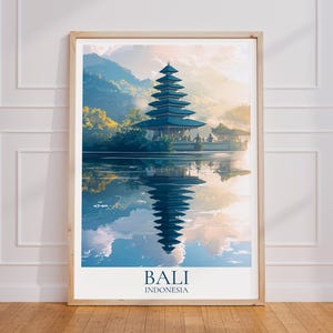 Poster di viaggio di Bali - Arte murale dell'Indonesia, poster vintage del tempio, poster di viaggio di Bali in regalo, stampa di viaggio dell'isola