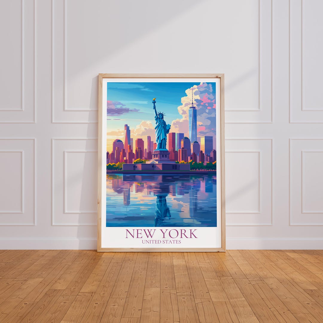 New York Travel Poster – Statue of Liberty Print | NYC Wall Art | New ...