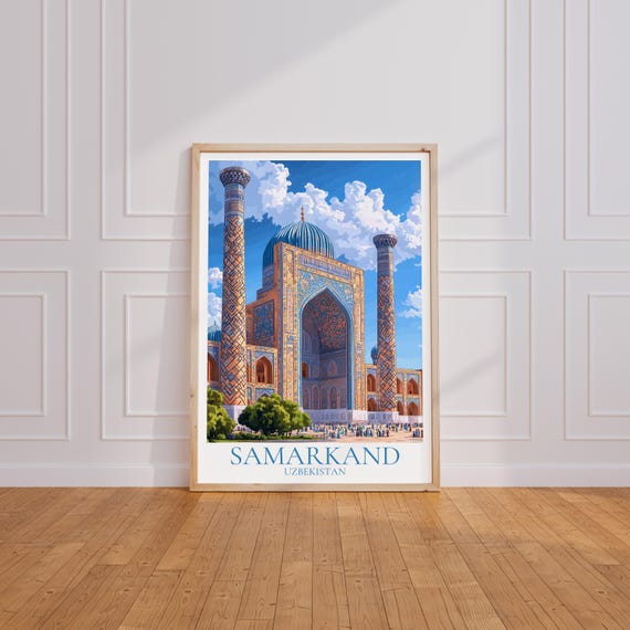 Samarkand Reiseposter – Usbekistan Wall Art, Samarkand Vintage Poster, Samarkand Travel Poster Geschenk, Orient Print Reisedruck