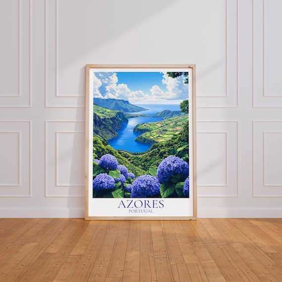 Azoren Reiseposter – Portugal Wandkunst | Azoren Print | Azoren Vintage Travel Poster | Azoren Geschenk | Azoren Kunstdruck