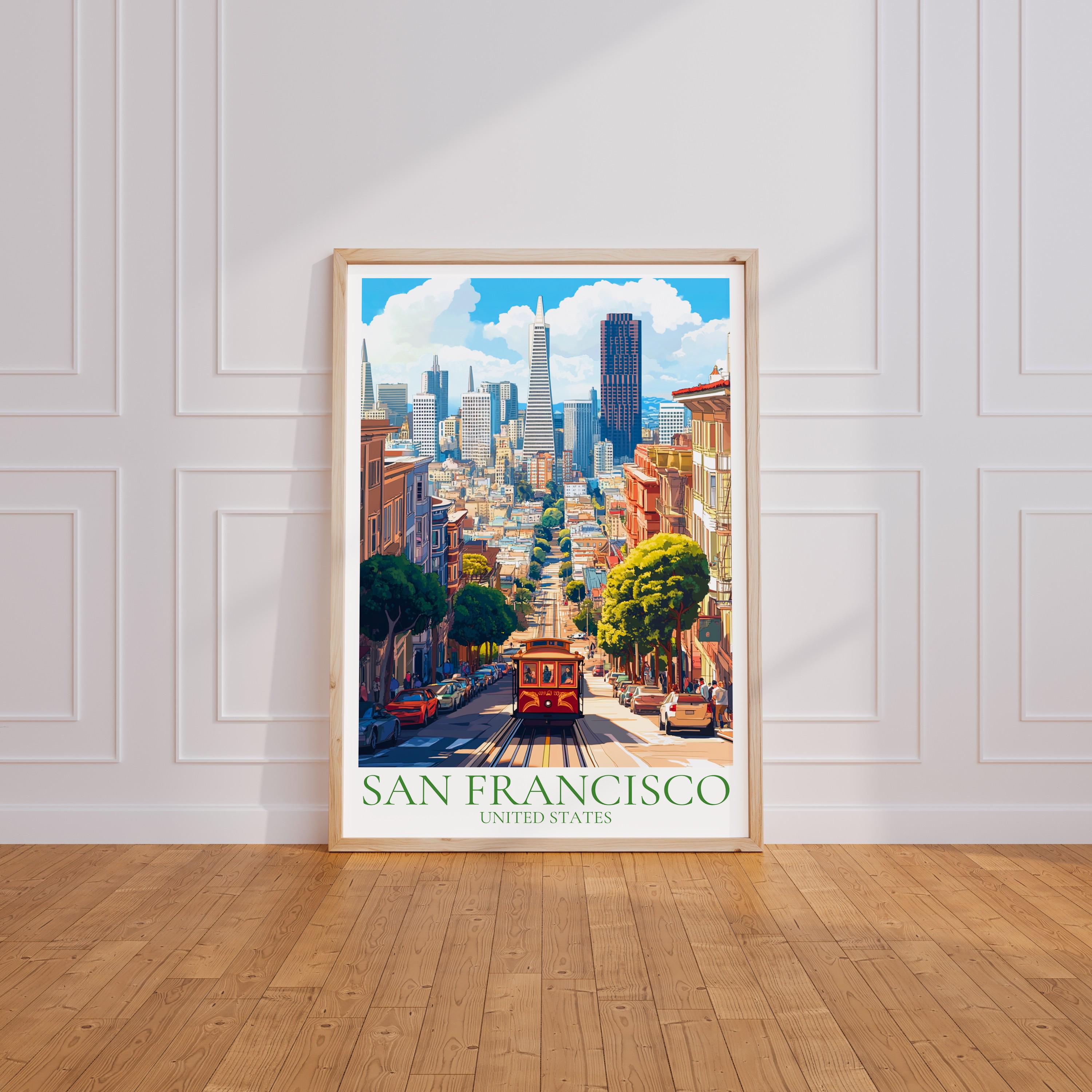San Francisco Travel Poster – Cable Car Print | San Francisco Wall Art | San Francisco Vintage Poster | USA Gift | California Art Print