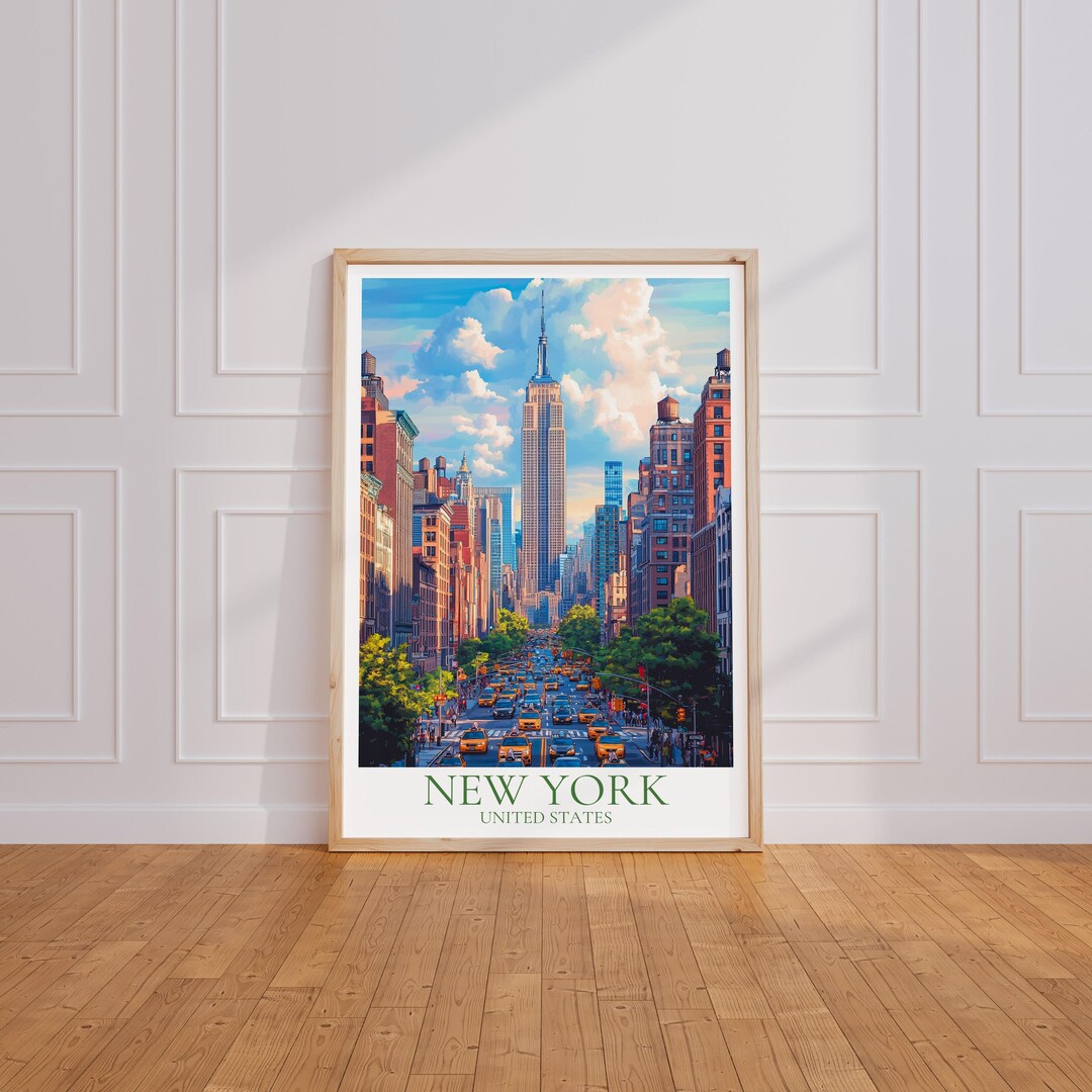 New York Travel Poster – USA Wall Art | Empire State Building Print ...