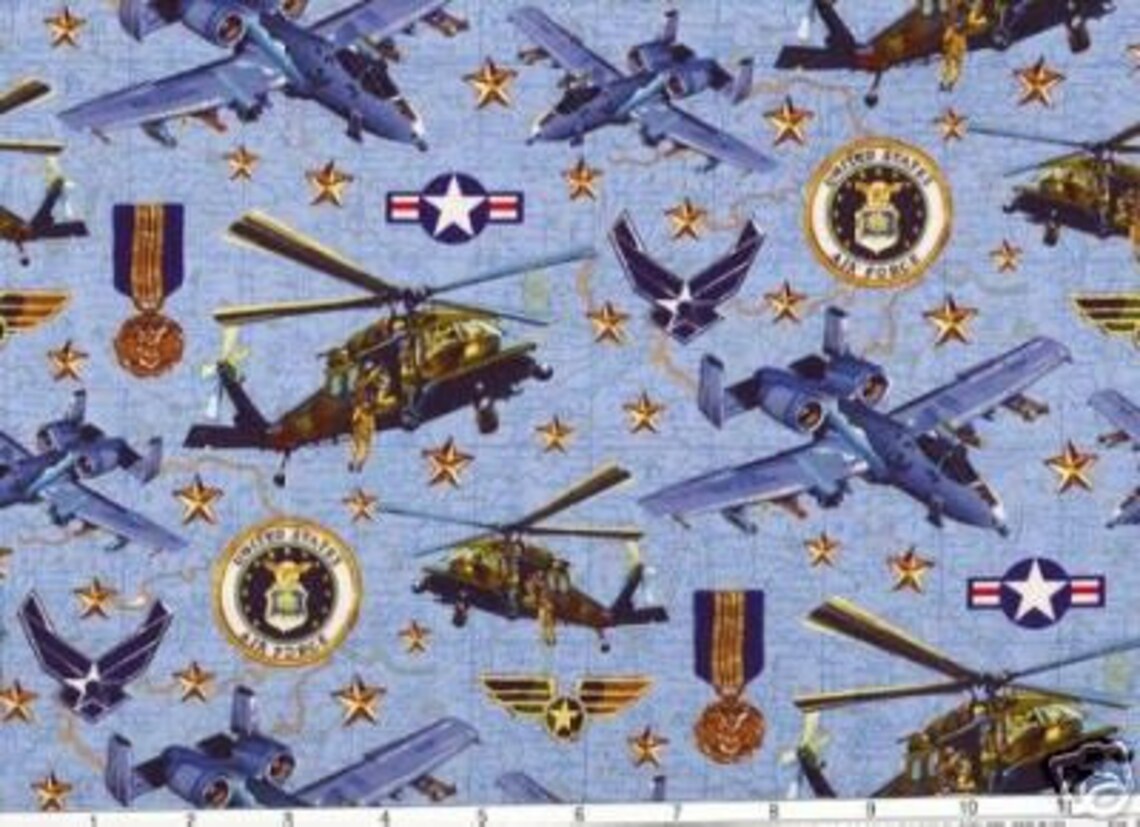 US Air Force Quilt Fabric Patriotic Military Robert Etsy