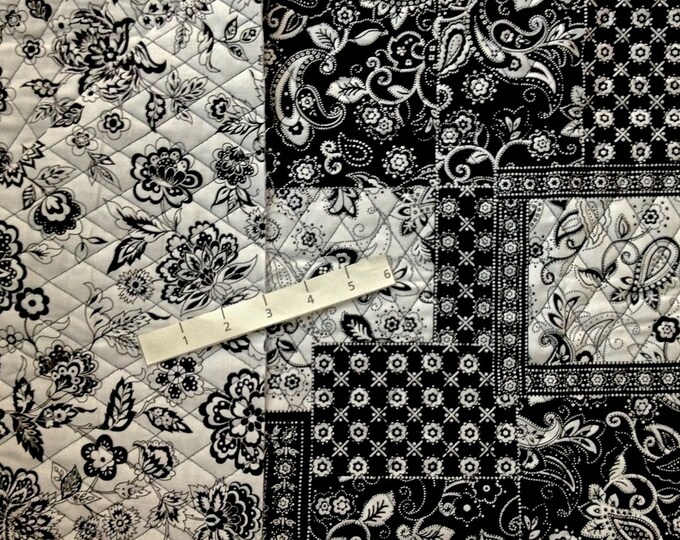 Quilted BLACK & WHITE Fabric Double Sided Prequilted Etsy