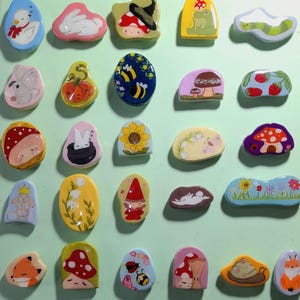 Handpainted Clay Magnet: Sculpted Polymer Clay, UV Resin Coated