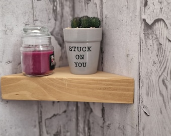 Rustic Triangle Corner Shelf |  Wooden Wall Shelf | Handmade Corner Storage | Solid Wood Shelf | Kitchen Bedroom Living Room