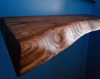 Live Edge Rustic Wooden  2"x8"  Floating Shelves with concealed brackets made of sustainable reclaimed wood for Kitchen, Bathroom, Bedroom,