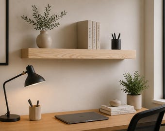 Rustic Floating Shelf 2"x8" | Solid Wood Shelf |Chunky Wooden Wall Shelf | Handmade Farmhouse Shelf Custom Size Kitchen Bathroom Living Room