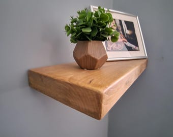Rustic Floating Shelf, 2"x 9"(4.5cm x 22cm) Solid Chunky Bookshelf, Floating Shelves Handmade from Solid Wood